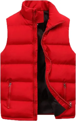 Mens Outdoor Vest Padded Puffer Vest Plus Size Lightweight Down Jacket Sleeveless Zip Up Quilted Gilet Jacket Outwear