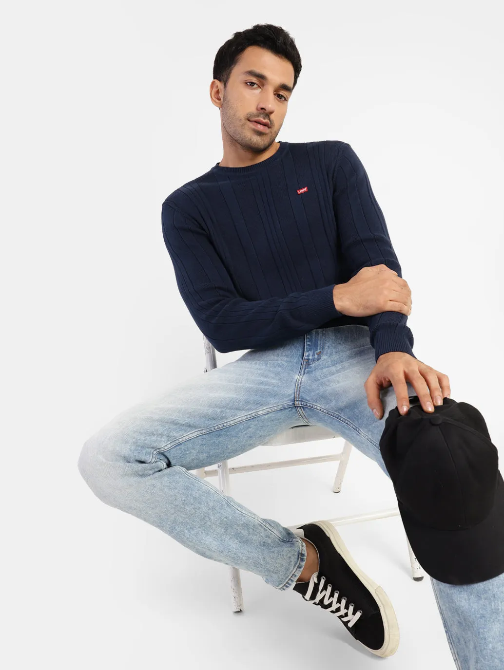 Men's Self Design Round Neck Sweater