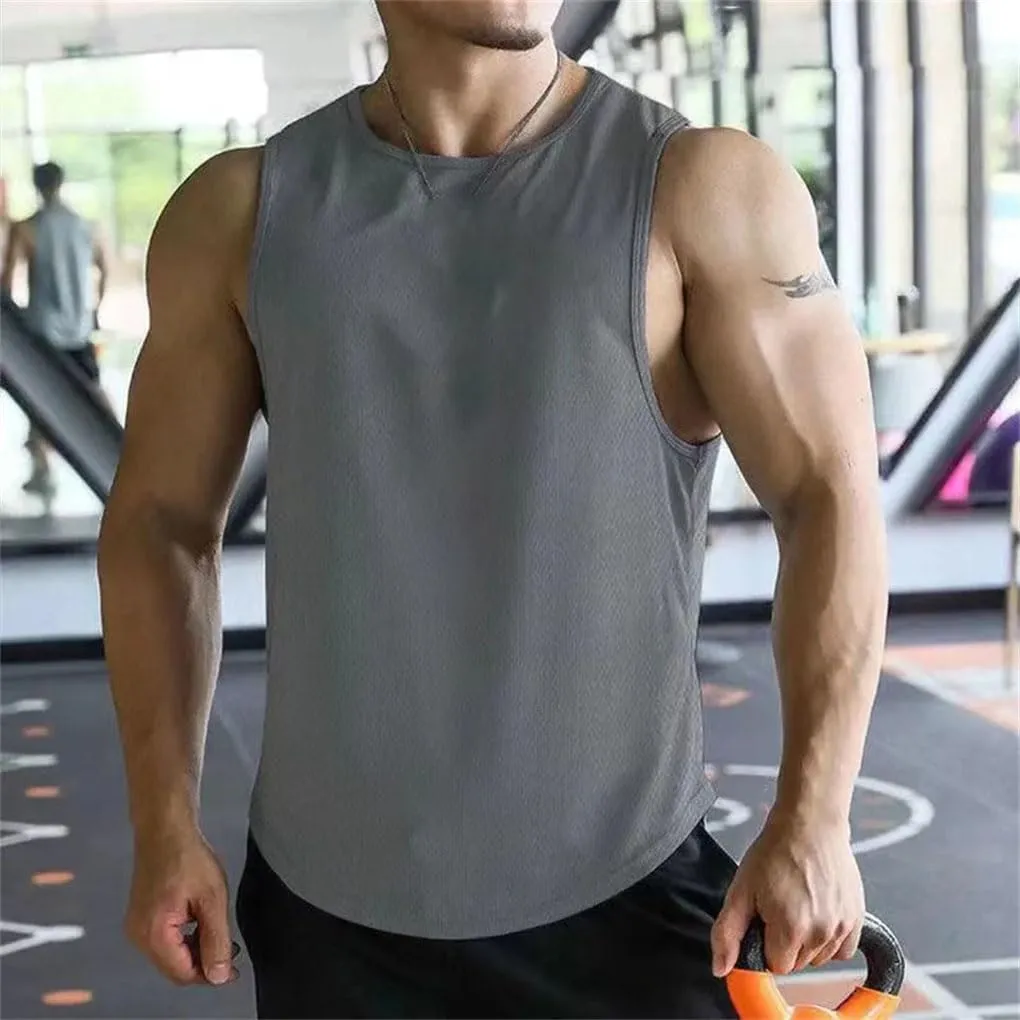 Men's Sleeveless Running Vest Mesh Quick Dry Sports Shirt Fitness Bodybuilding Running Vest
