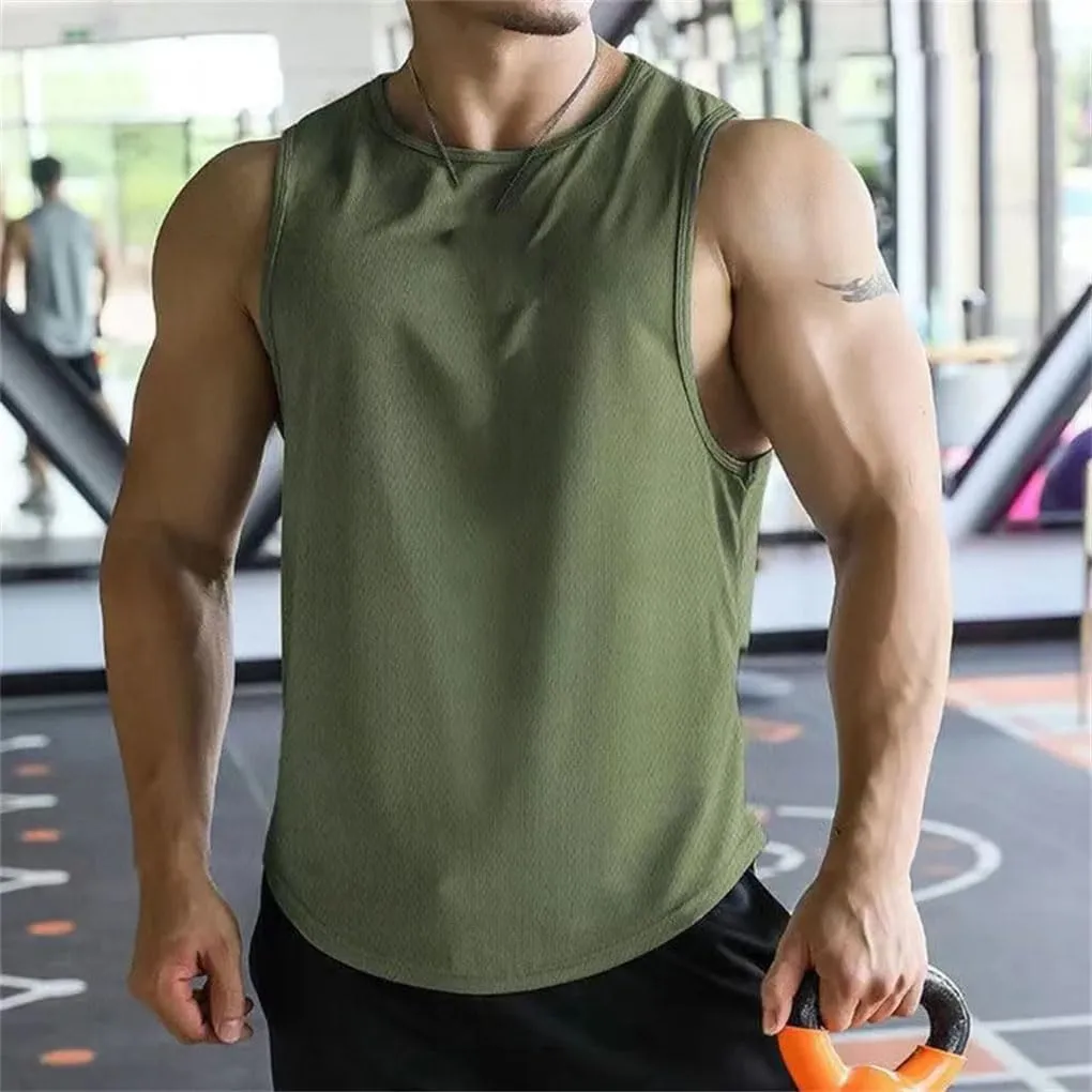 Men's Sleeveless Running Vest Mesh Quick Dry Sports Shirt Fitness Bodybuilding Running Vest
