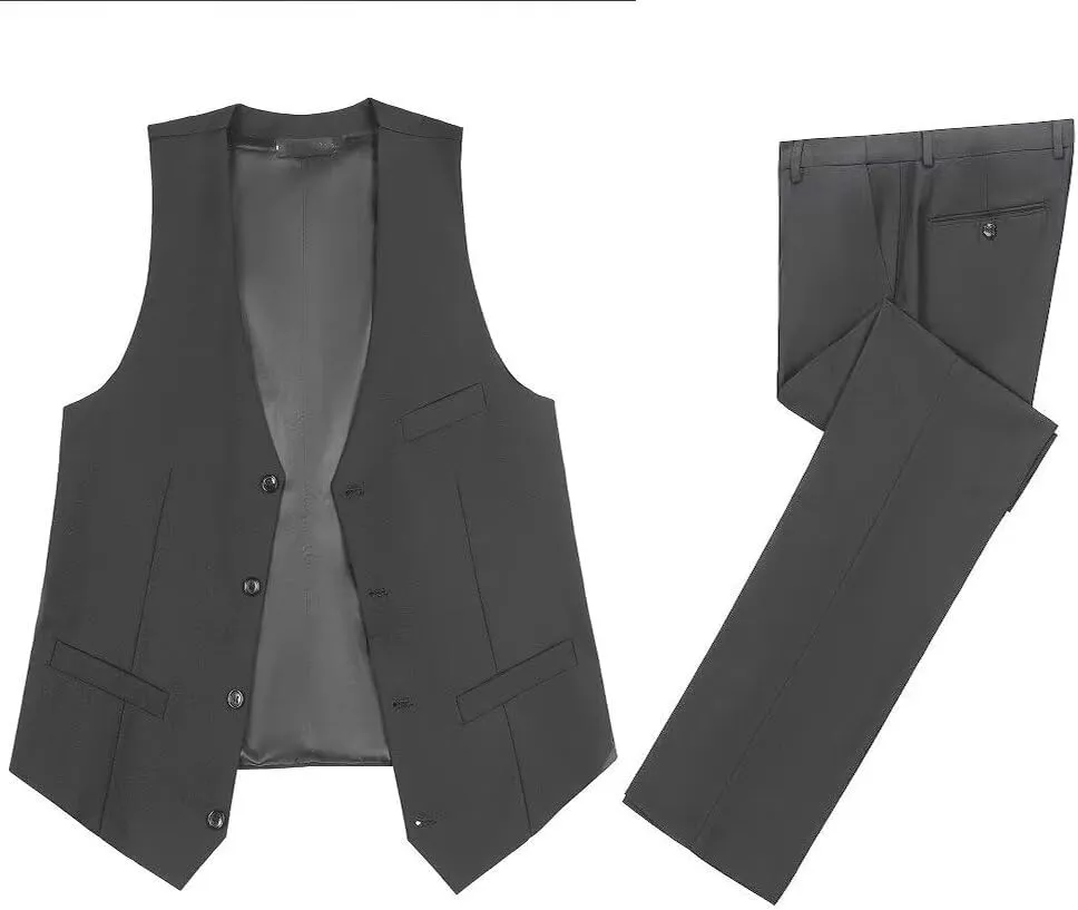 Men's Suit 2-Piece Set, Slim Fit Formal Business Wedding Suit Vest Pants for Men