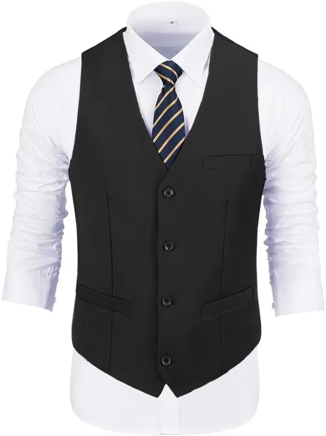 Men's Suit 2-Piece Set, Slim Fit Formal Business Wedding Suit Vest Pants for Men