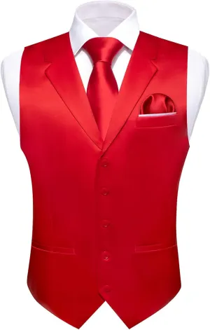Mens Vest Lapel Collar Solid Color Suit Waistcoat Slim Fit Formal Wedding Tuxdeo Party