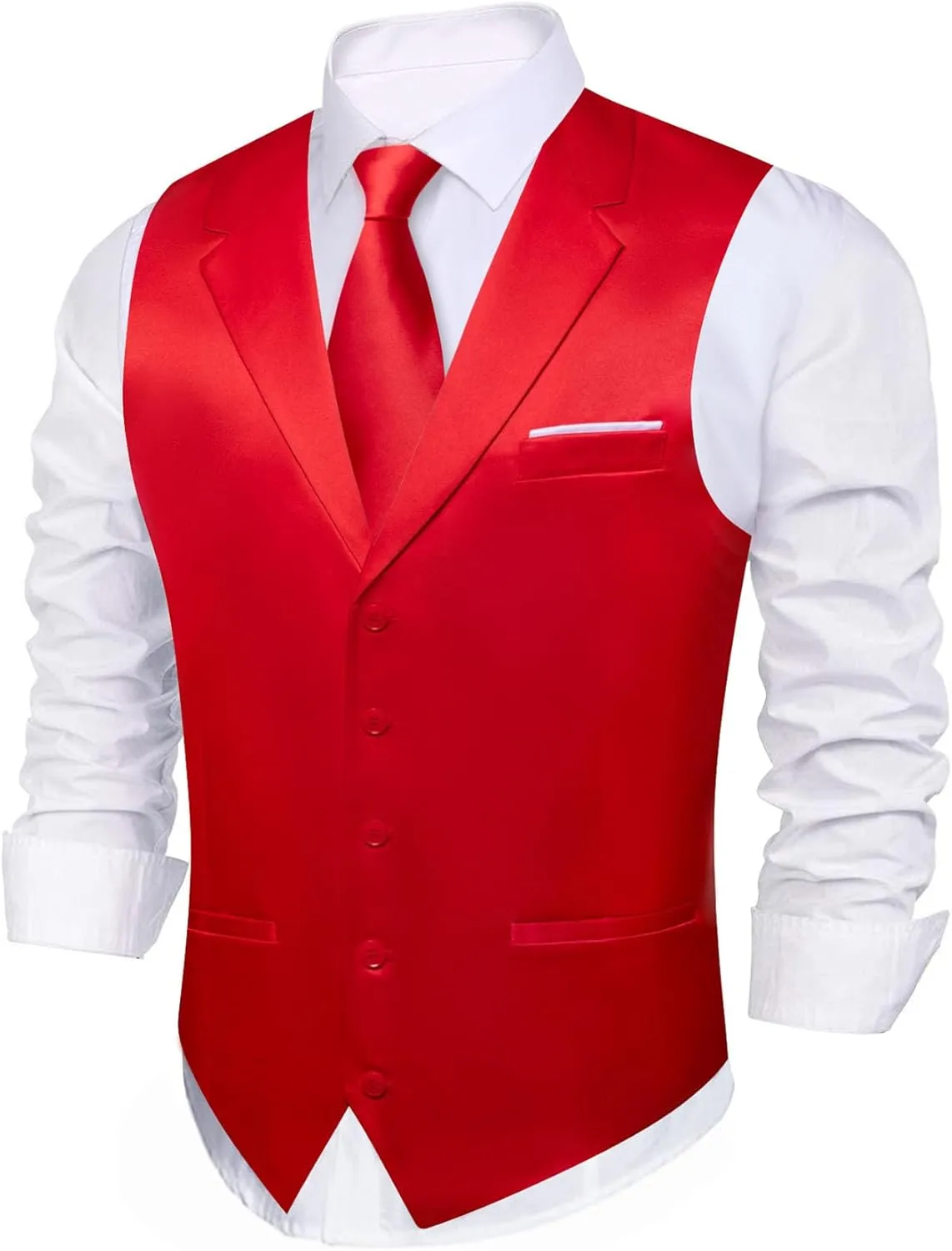 Mens Vest Lapel Collar Solid Color Suit Waistcoat Slim Fit Formal Wedding Tuxdeo Party