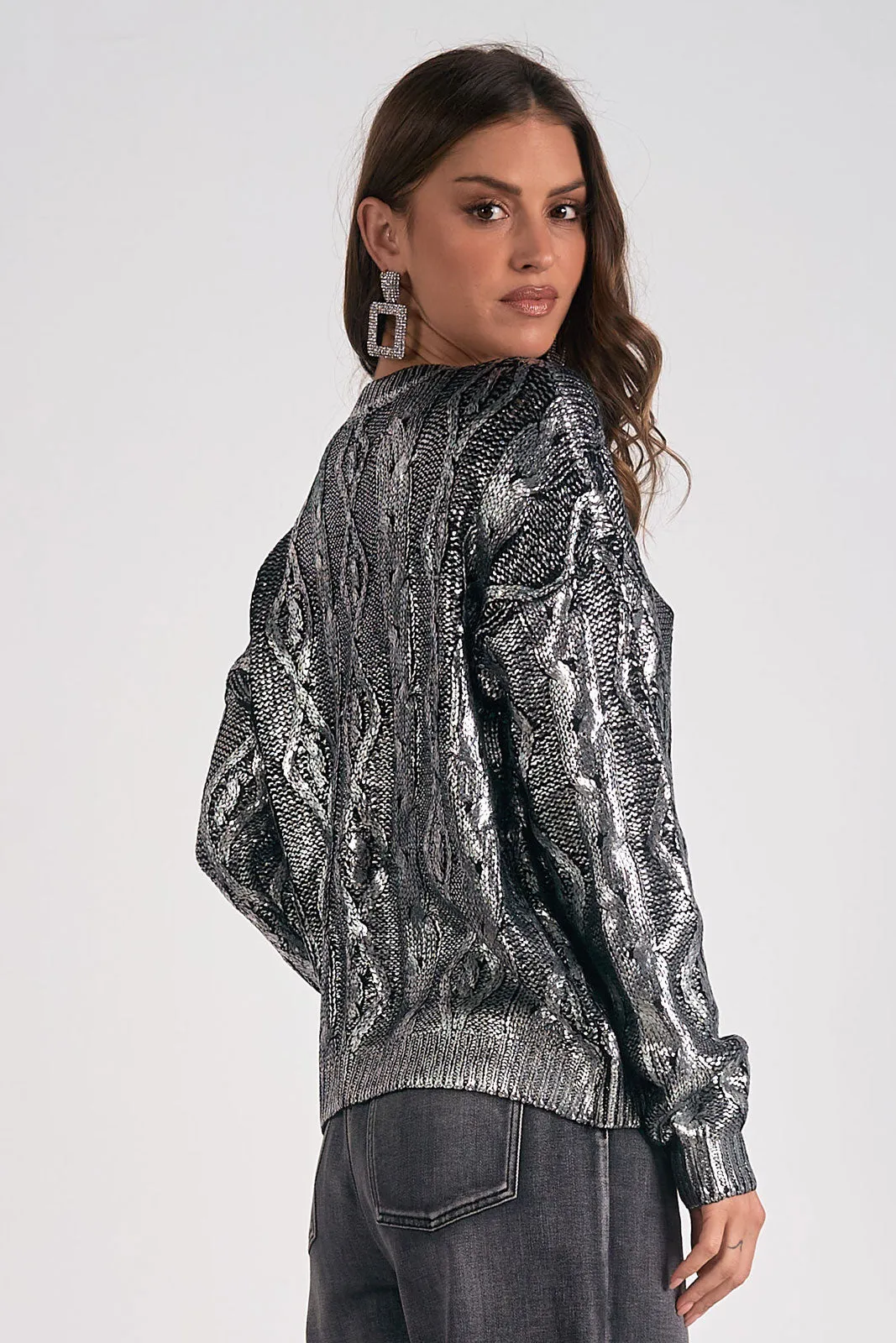 Metallic Crew Neck Sweater