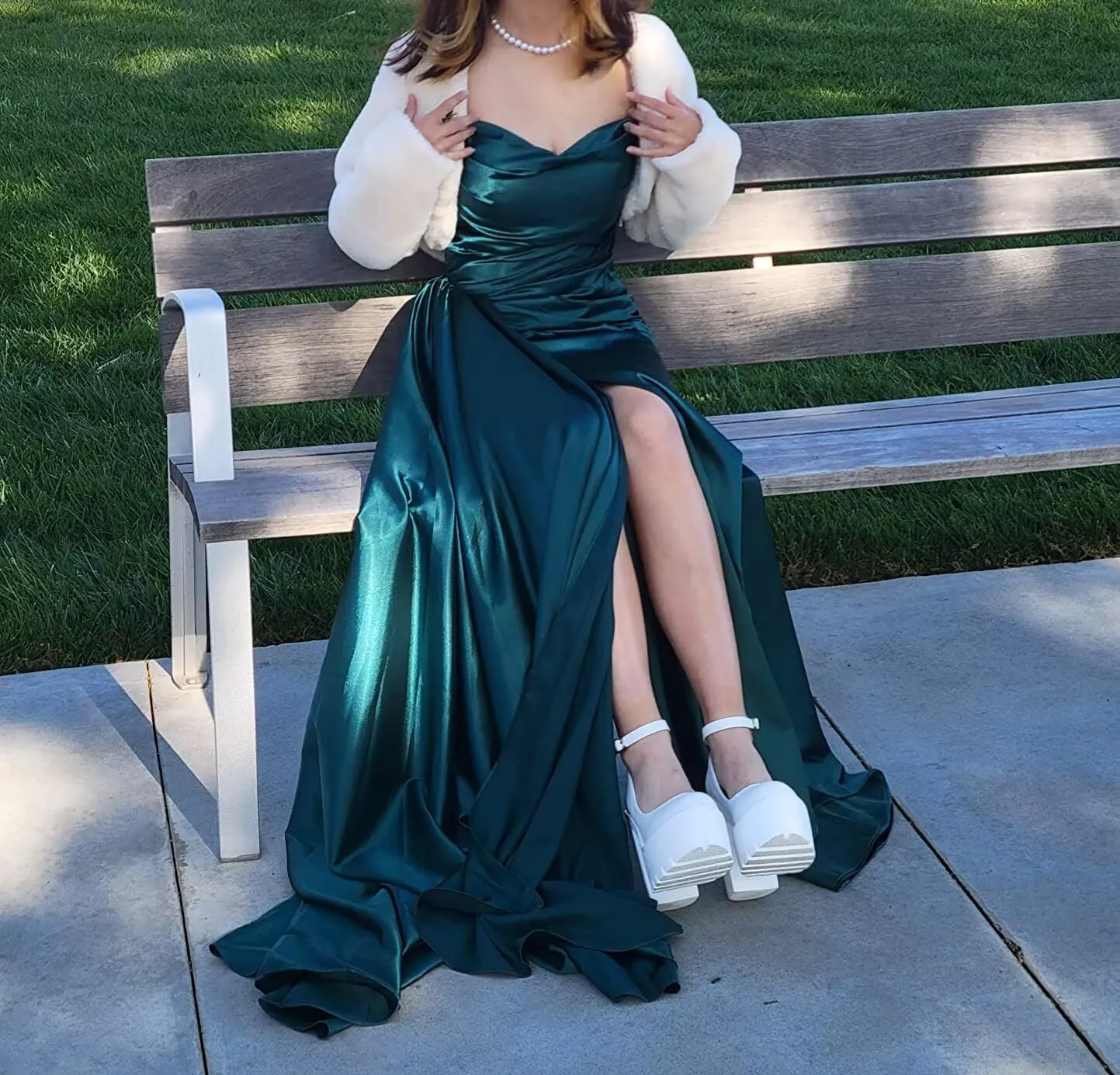 Miao Duo Women's Off Shoulder Mermaid Prom Dresses Long with Slit Pleates Wrap Satin Formal Evening Gowns MDPM104