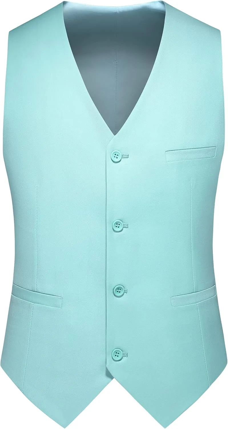 MOGU Mens Waist coat Casual Suit Vest 28 Plain Colors for Prom Wedding Business