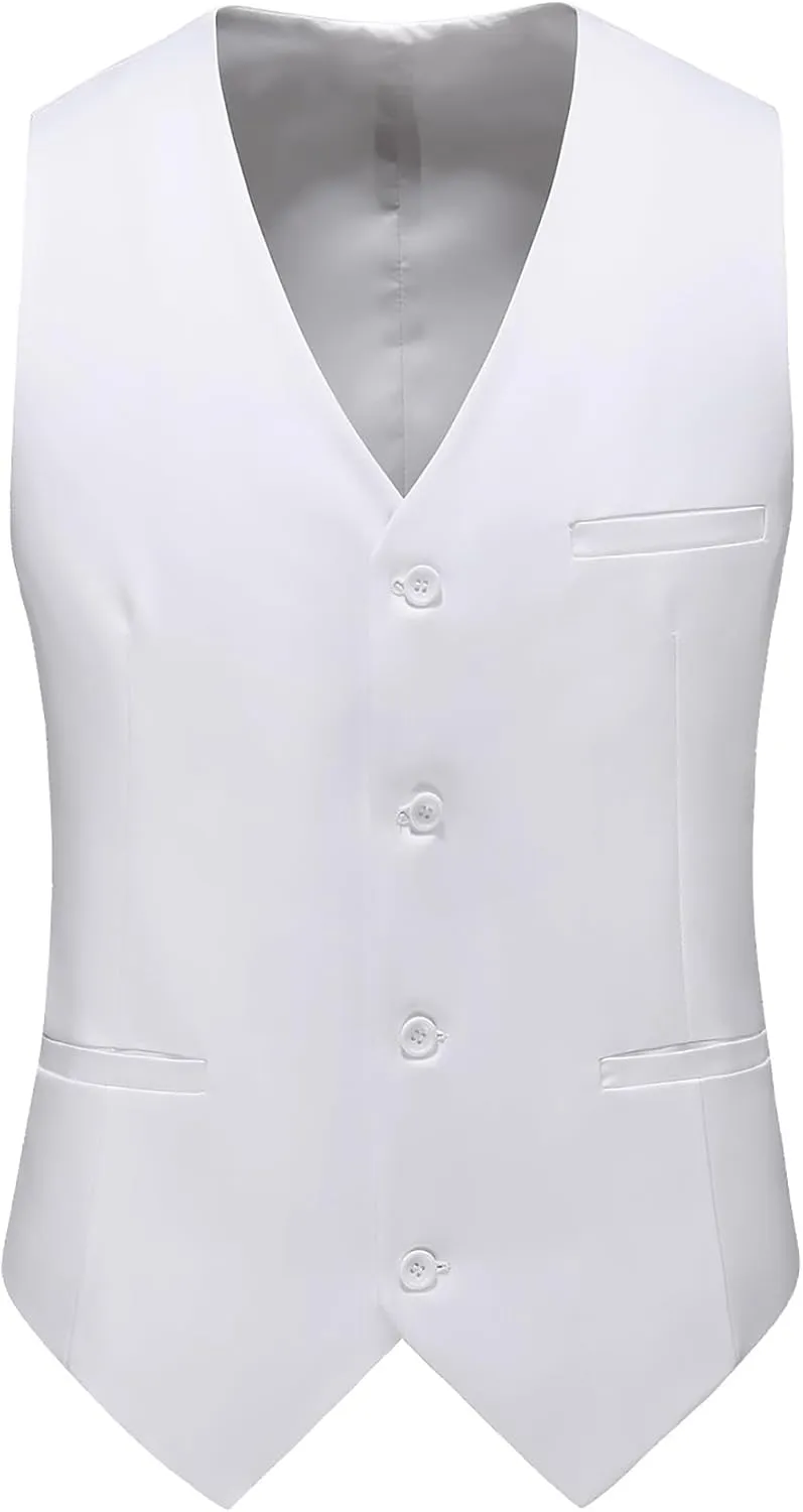 MOGU Mens Waist coat Casual Suit Vest 28 Plain Colors for Prom Wedding Business