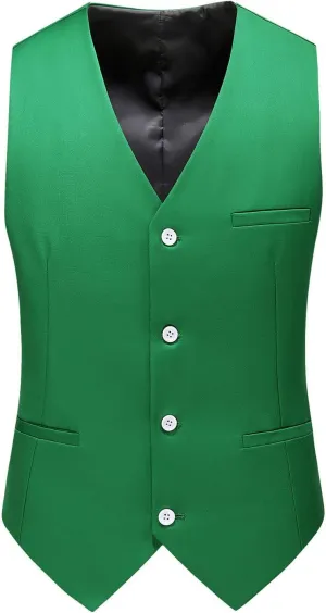 MOGU Mens Waist coat Casual Suit Vest 28 Plain Colors for Prom Wedding Business