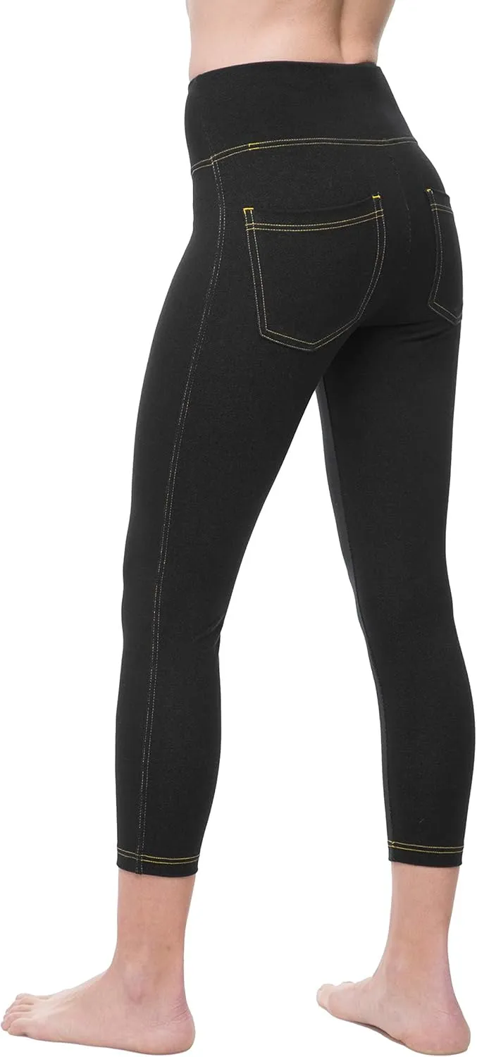 Nirlon Women's Jeggings High Waist Tummy Control Jean Leggings with Pockets for Women