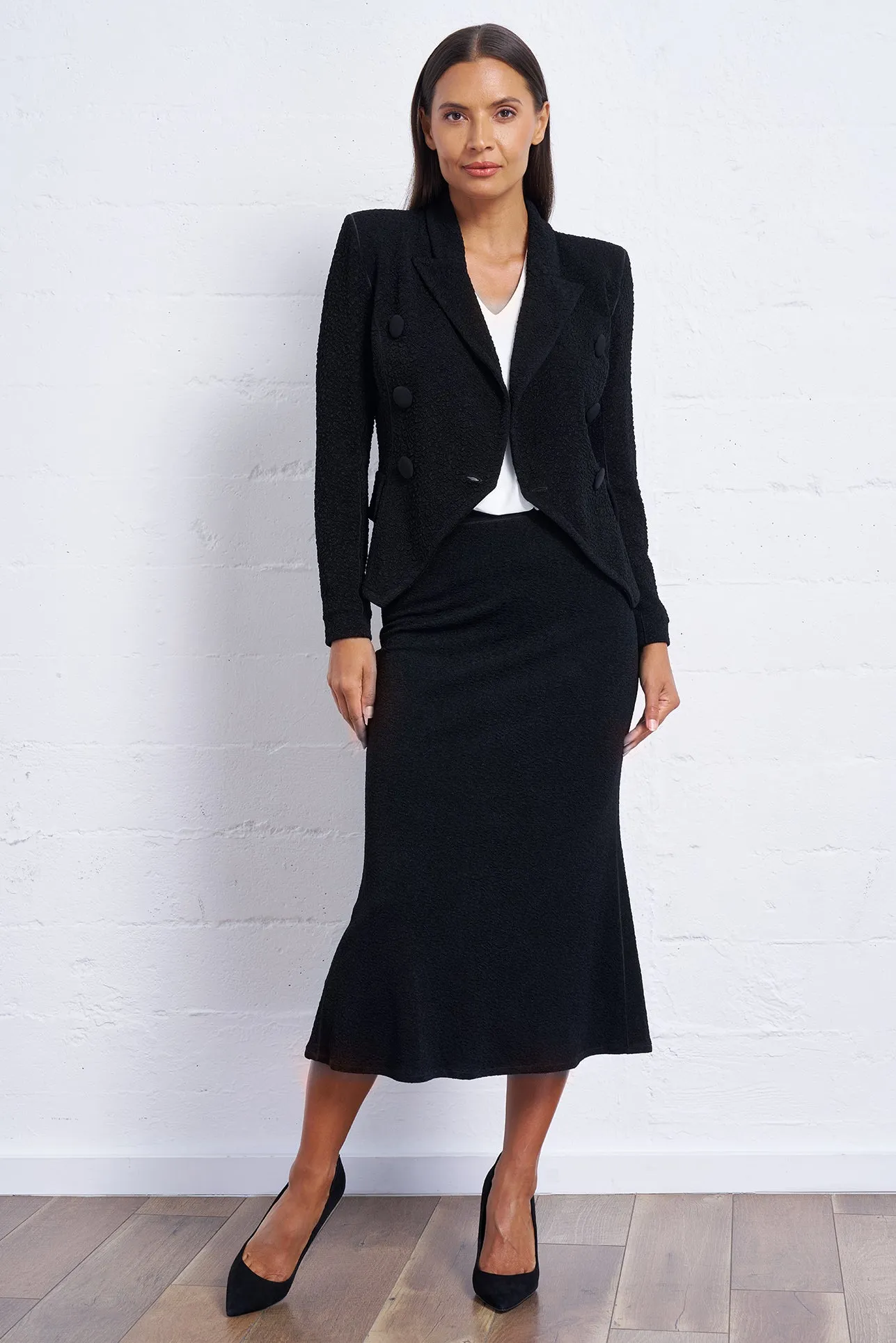 Pebble Crepe Flared Skirt