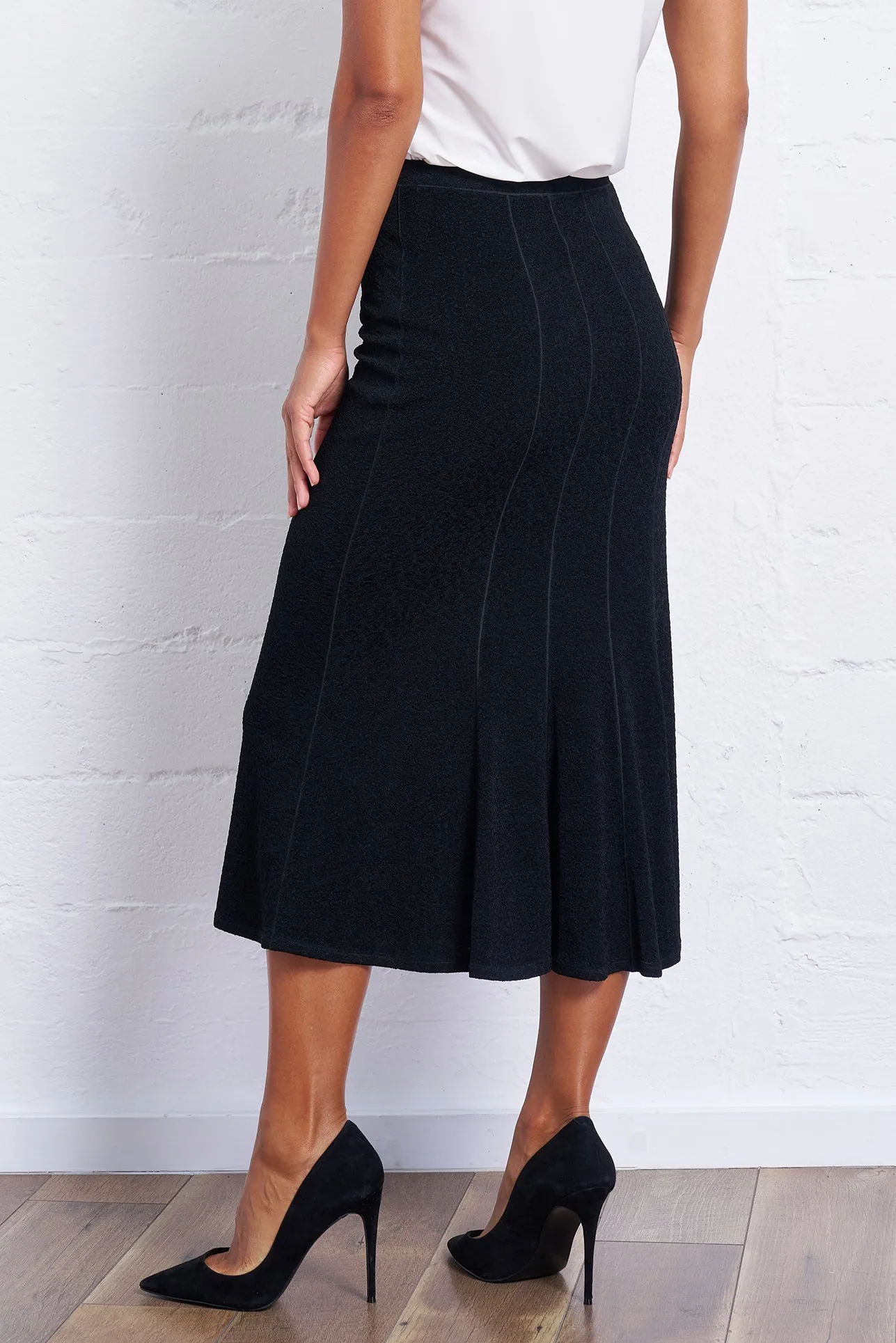 Pebble Crepe Flared Skirt