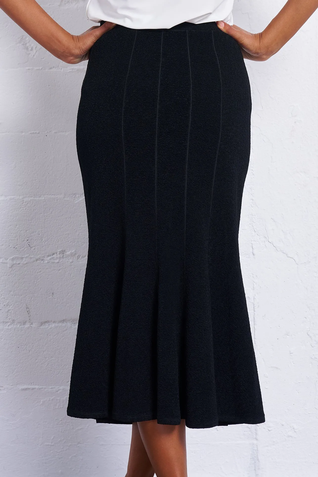 Pebble Crepe Flared Skirt