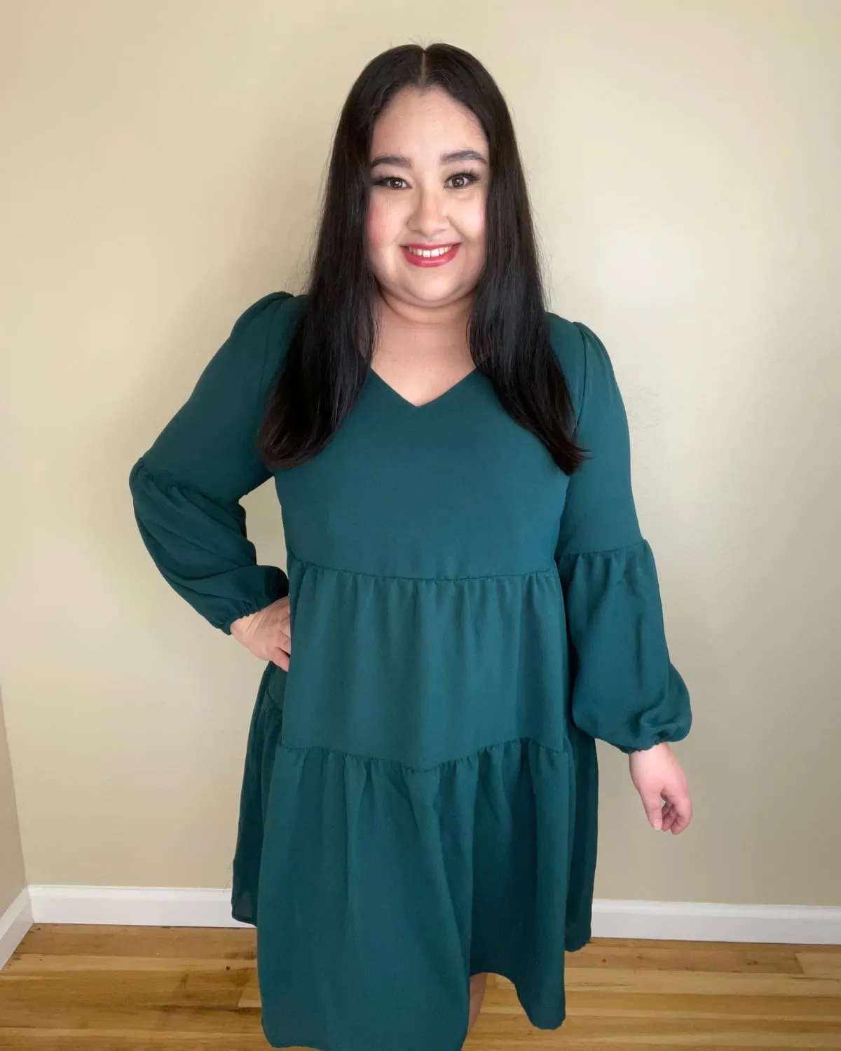 Pinup Fashion Plus Size Long Sleeve Fall Dress - Casual Babydoll Tunic Shift Tiered Flowy Dresses