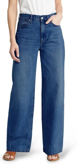 PLNOTME Women's High Waisted Wide Leg Jeans Loose Stretchy Boyfriend Mom Denim Pants