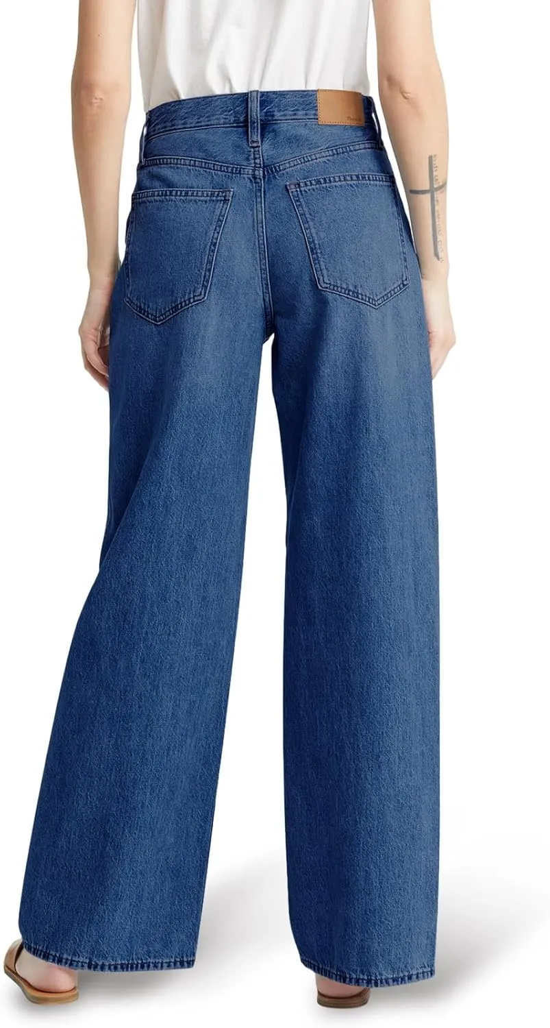 PLNOTME Women's High Waisted Wide Leg Jeans Loose Stretchy Boyfriend Mom Denim Pants