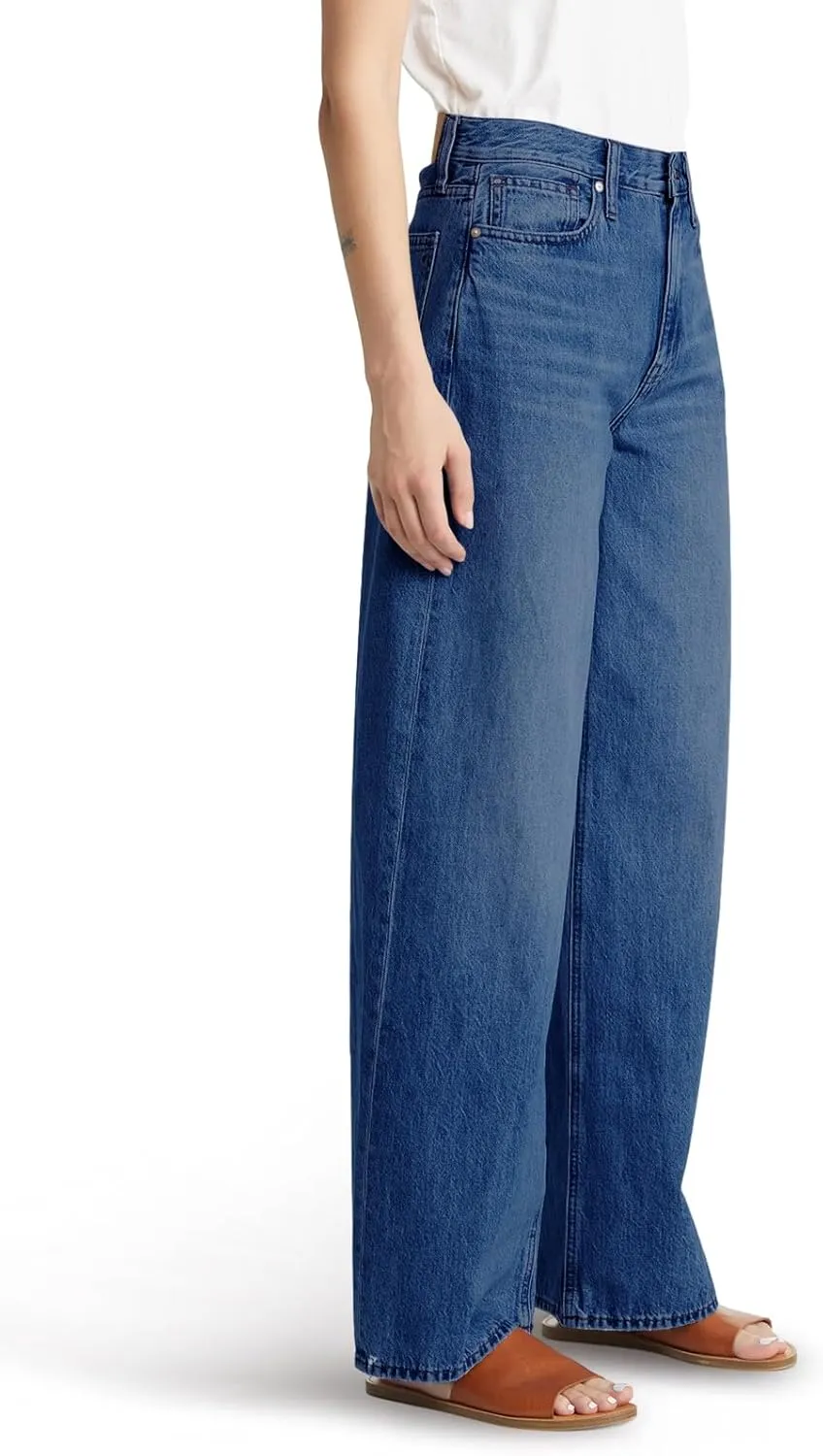 PLNOTME Women's High Waisted Wide Leg Jeans Loose Stretchy Boyfriend Mom Denim Pants