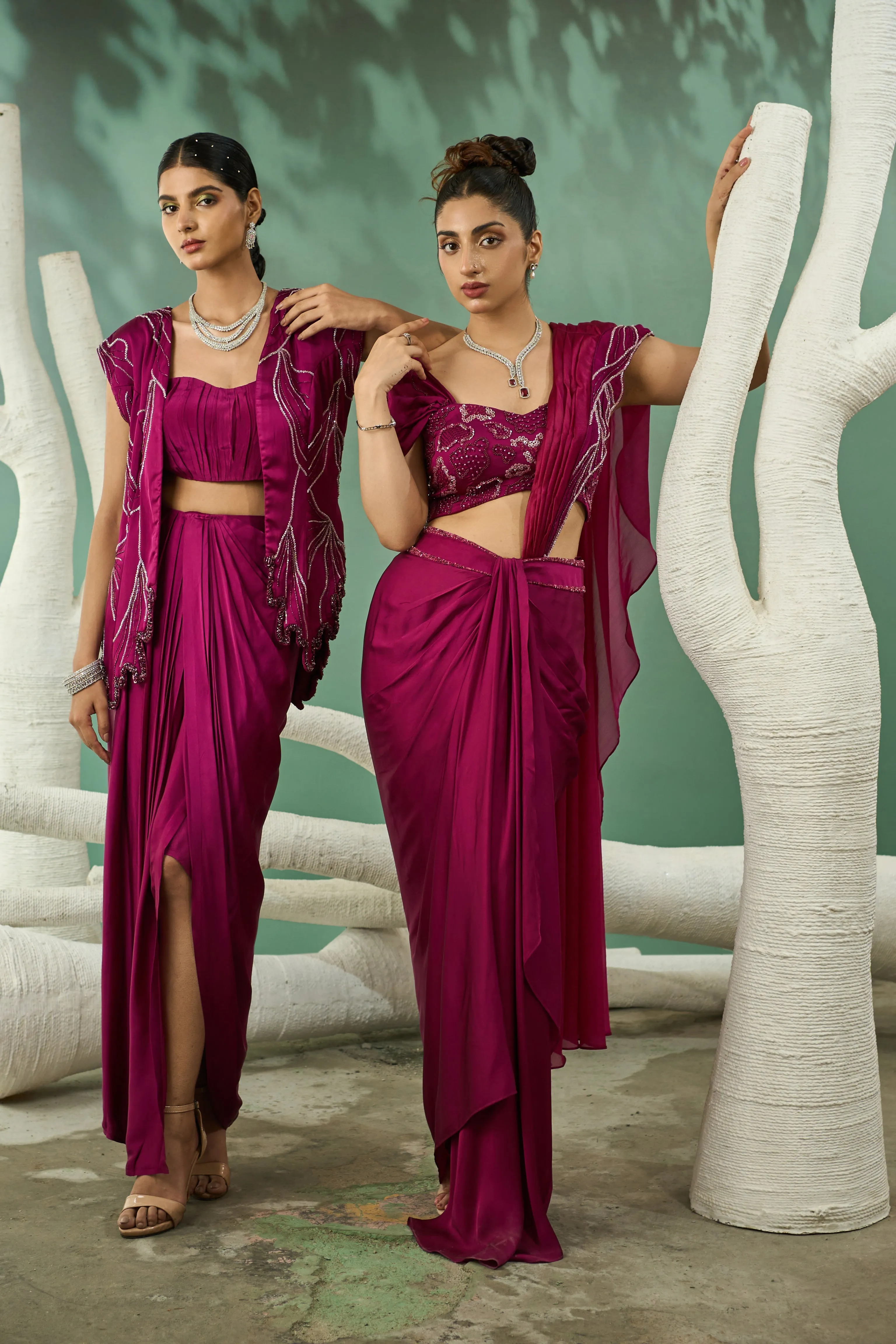 Plum Pink Blazer Skirt Set