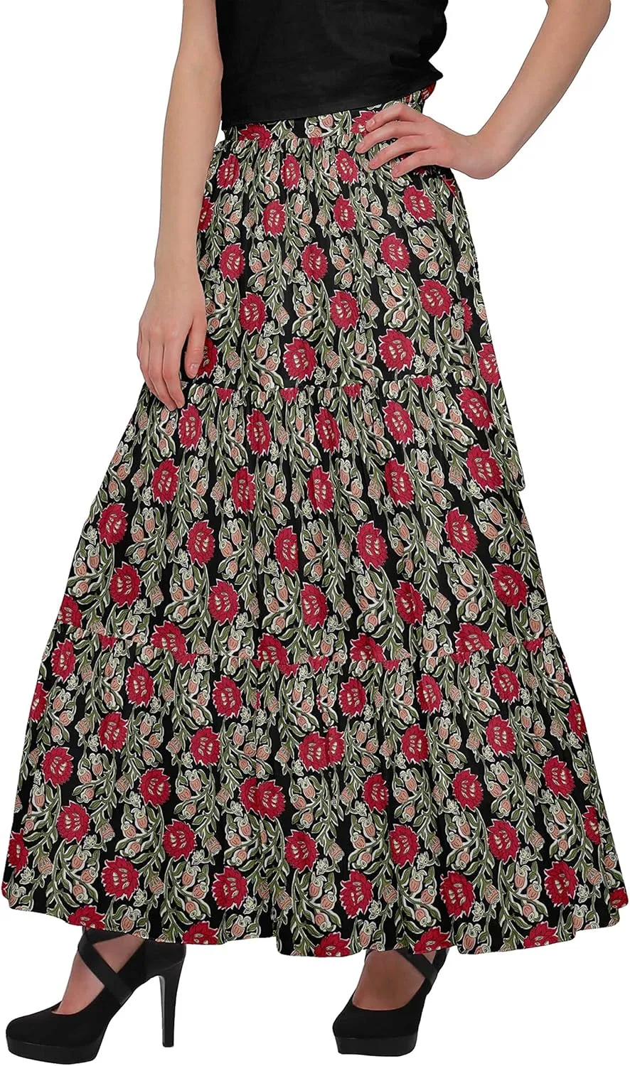 Printed Women Skirts Flared Wrap Style Skirt for Girls Casual Clothing