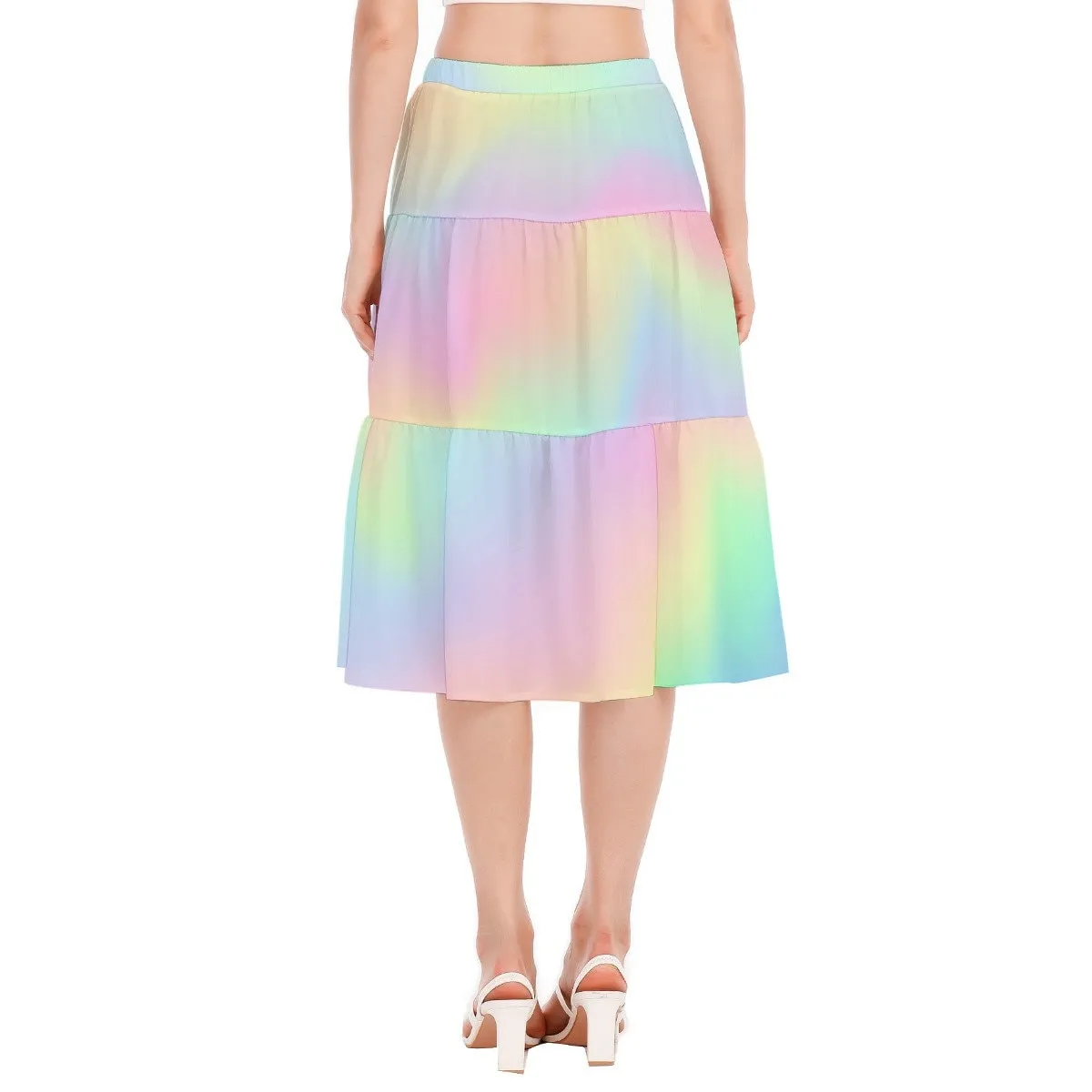 Rainbow Skirt, Ombre Skirt, 70s inspired skirt, Three Tier Skirt, Rainbow Flounce Skirt, Aline Skirt, Ombre Midi Skirt, Chiffon Skirt,Hippie