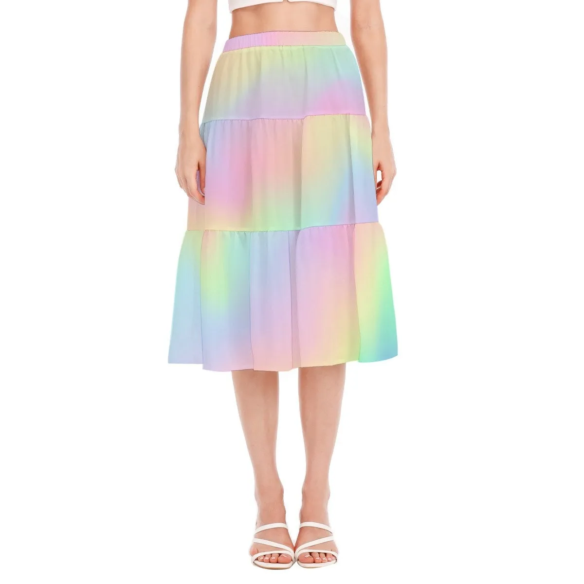 Rainbow Skirt, Ombre Skirt, 70s inspired skirt, Three Tier Skirt, Rainbow Flounce Skirt, Aline Skirt, Ombre Midi Skirt, Chiffon Skirt,Hippie