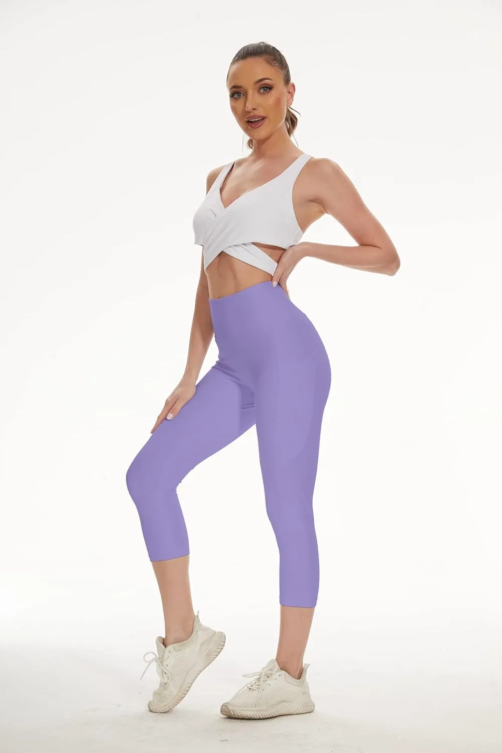 RAYPOSE Womens Workout Capri Leggings for Women with Pockets Plus Size Basic Pants Yoga Gym Casual Summer