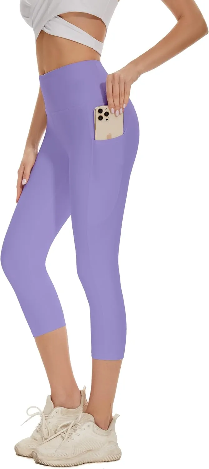 RAYPOSE Womens Workout Capri Leggings for Women with Pockets Plus Size Basic Pants Yoga Gym Casual Summer