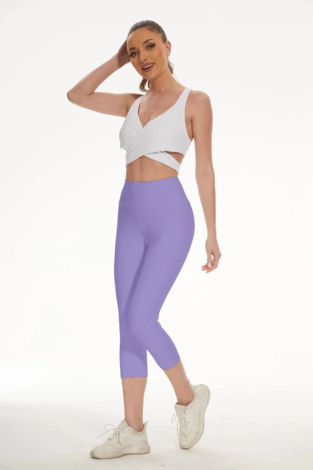 RAYPOSE Womens Workout Capri Leggings for Women with Pockets Plus Size Basic Pants Yoga Gym Casual Summer