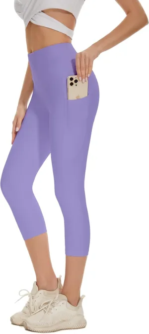 RAYPOSE Womens Workout Capri Leggings for Women with Pockets Plus Size Basic Pants Yoga Gym Casual Summer