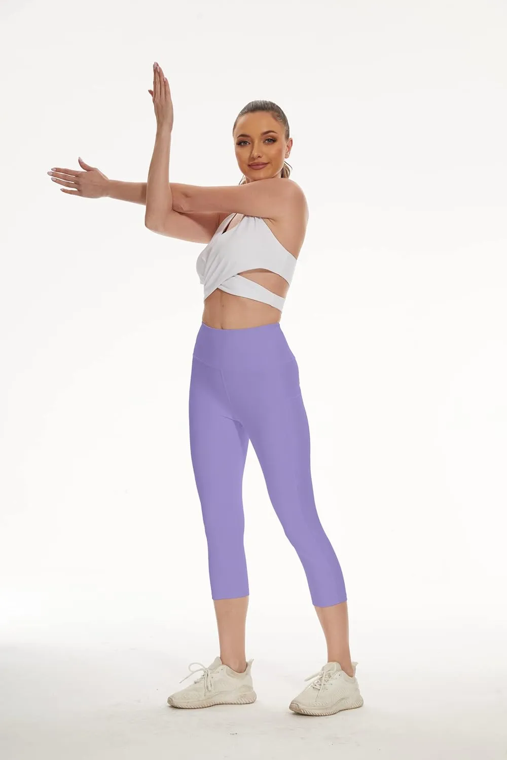 RAYPOSE Womens Workout Capri Leggings for Women with Pockets Plus Size Basic Pants Yoga Gym Casual Summer