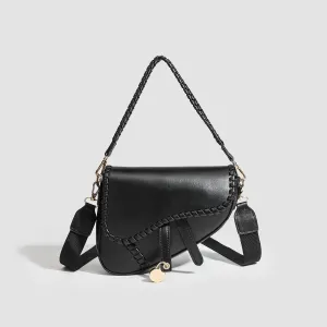 Retro woven saddle bag shoulder bag