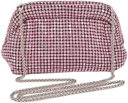 Rhinestone Convertible Large Soft Clutch Bag Diamond Shoulder Handbag with Chain for Womens Parties, Weddings, Banquets