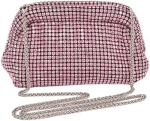 Rhinestone Convertible Large Soft Clutch Bag Diamond Shoulder Handbag with Chain for Womens Parties, Weddings, Banquets