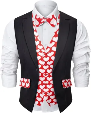 Roseelf Men's Festival Fake 2-Piece Suit Vest with Bowtie