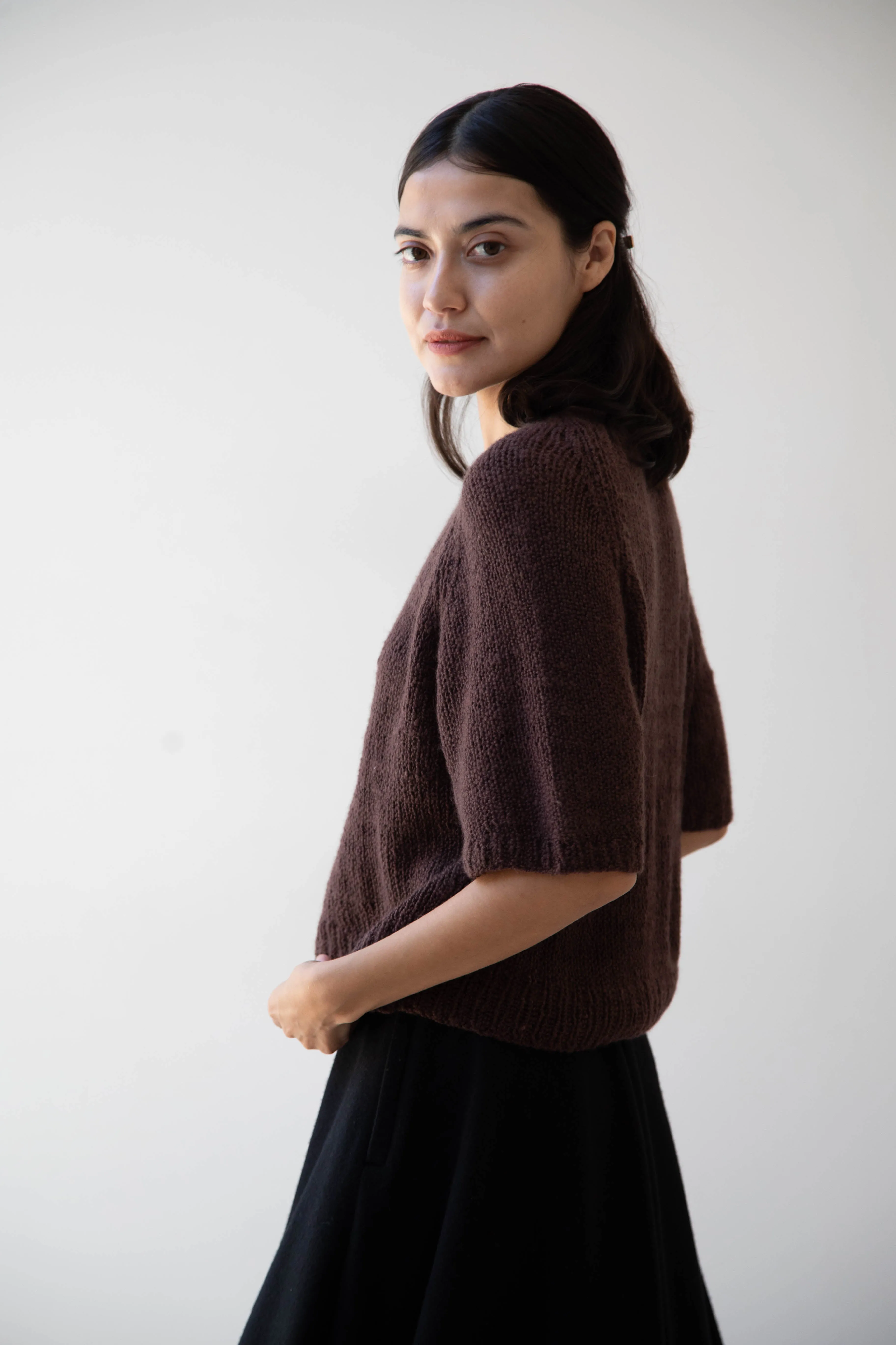Runaway Bicycle | Ursa Short Sleeve Sweater in Cacao