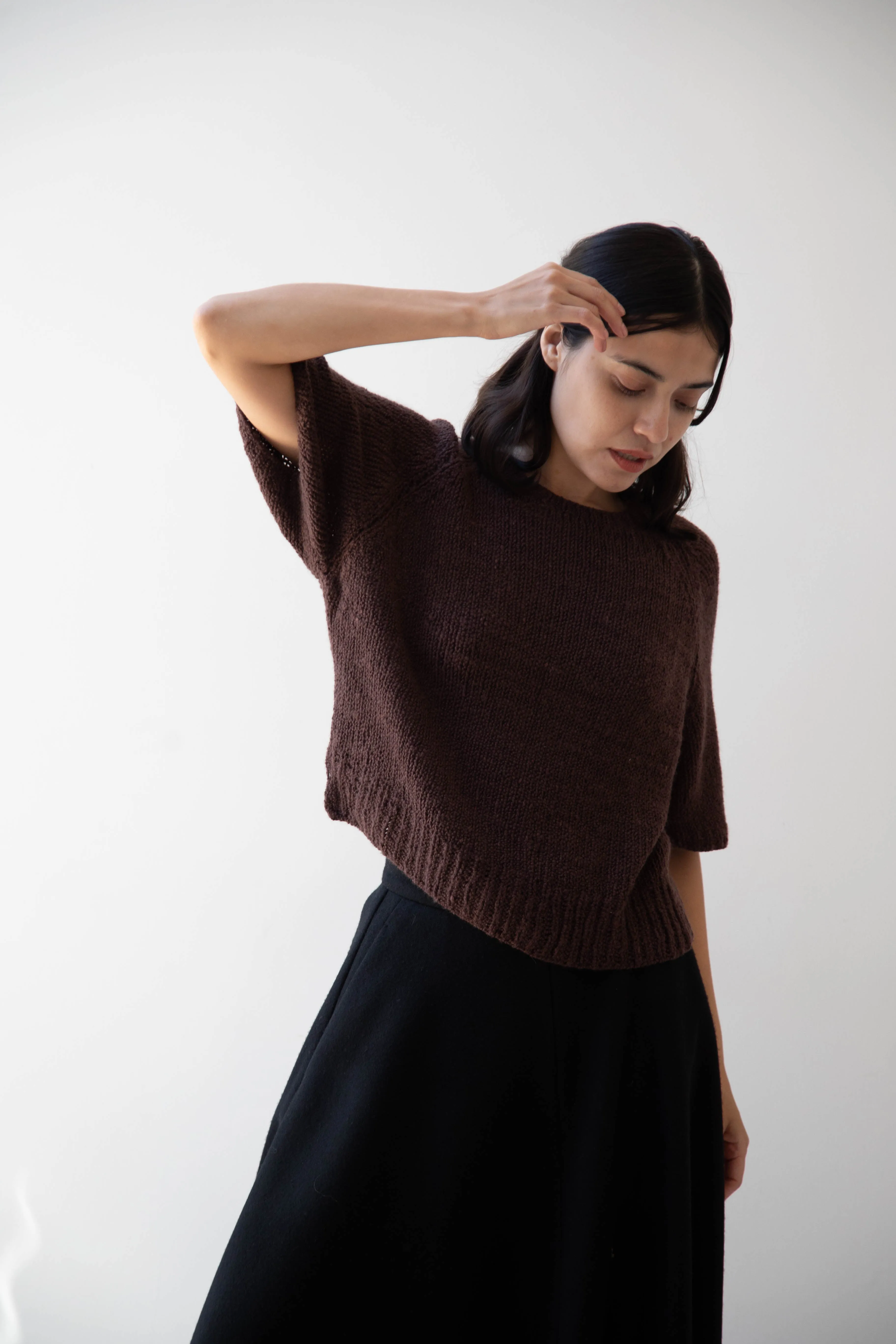 Runaway Bicycle | Ursa Short Sleeve Sweater in Cacao