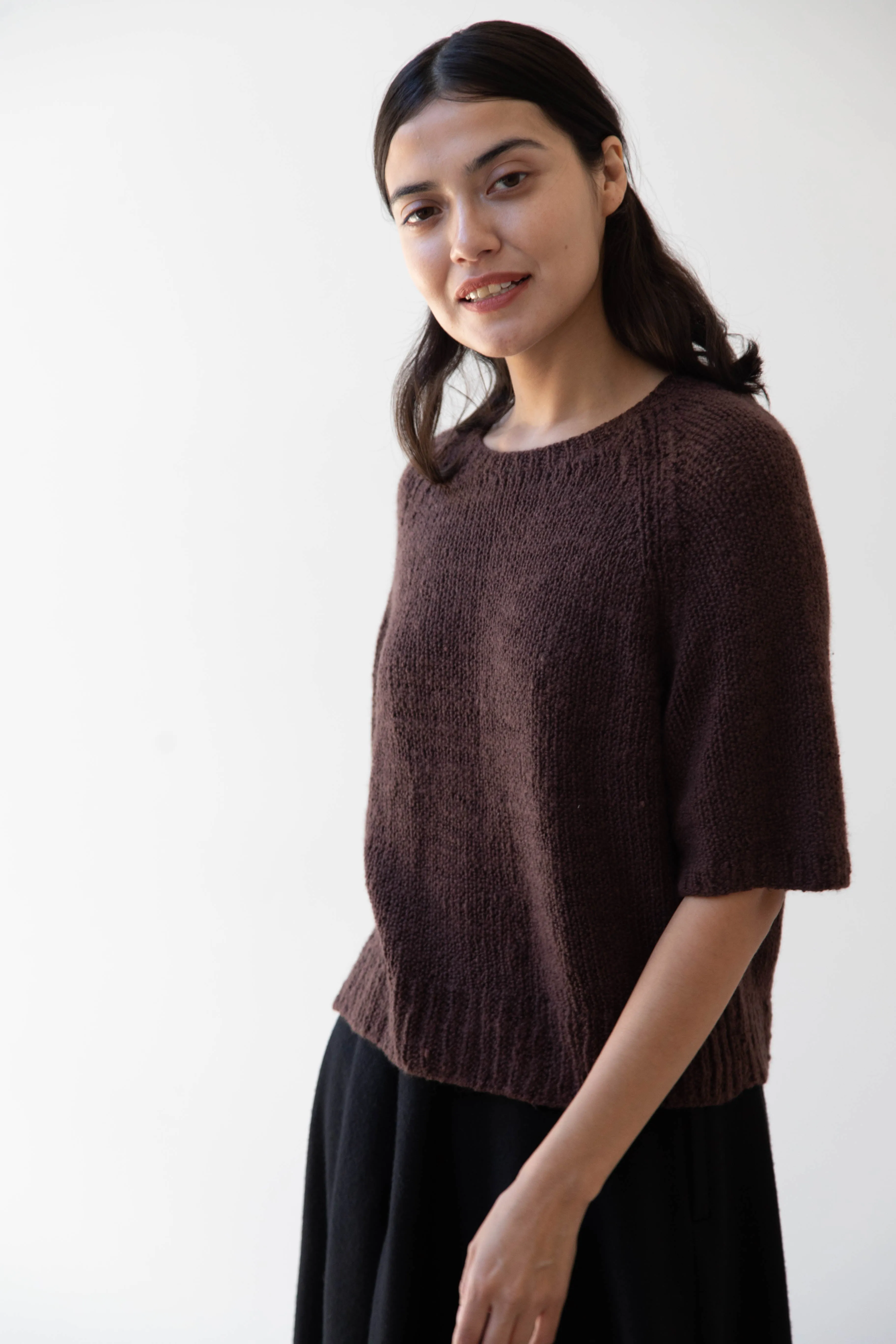 Runaway Bicycle | Ursa Short Sleeve Sweater in Cacao