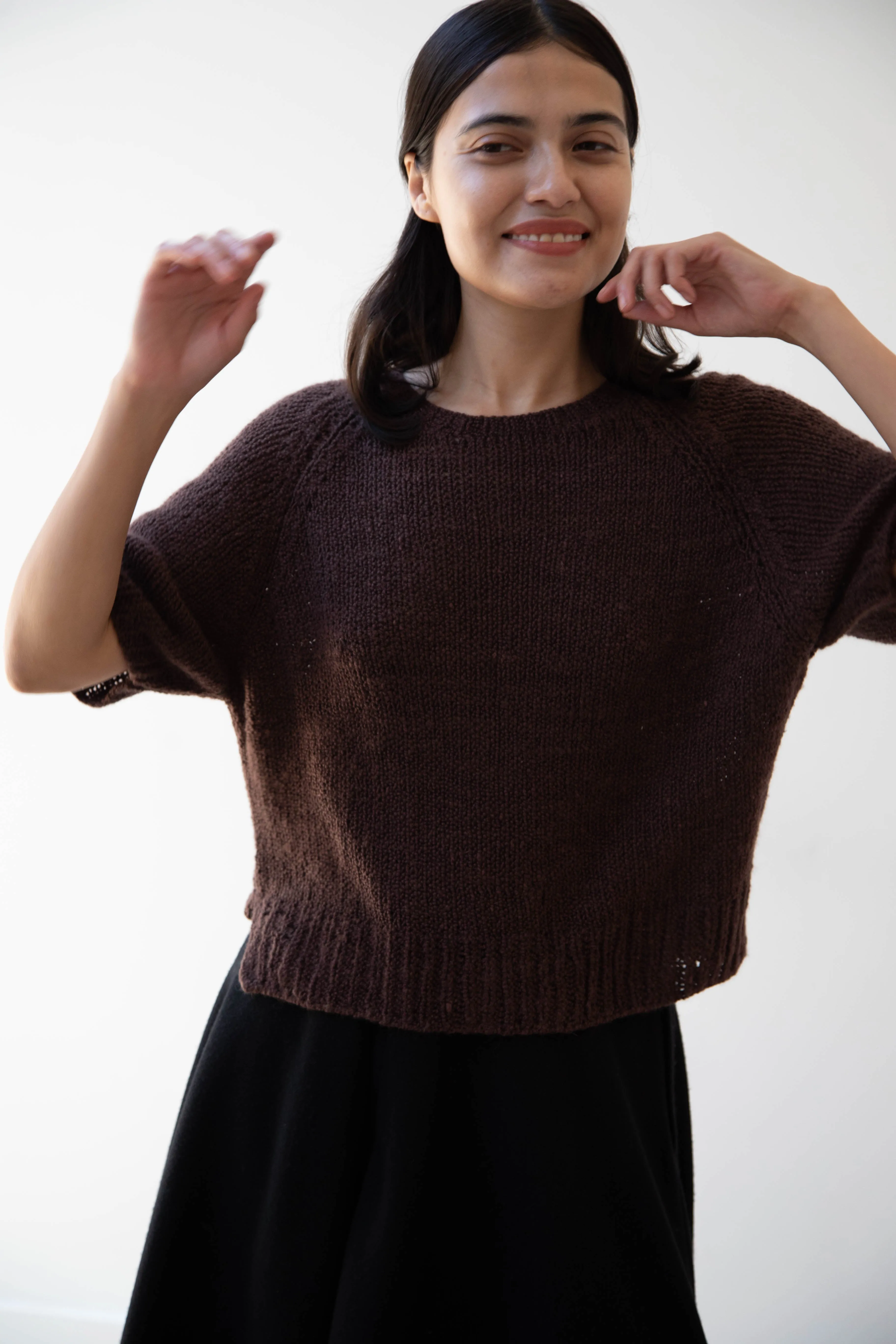Runaway Bicycle | Ursa Short Sleeve Sweater in Cacao