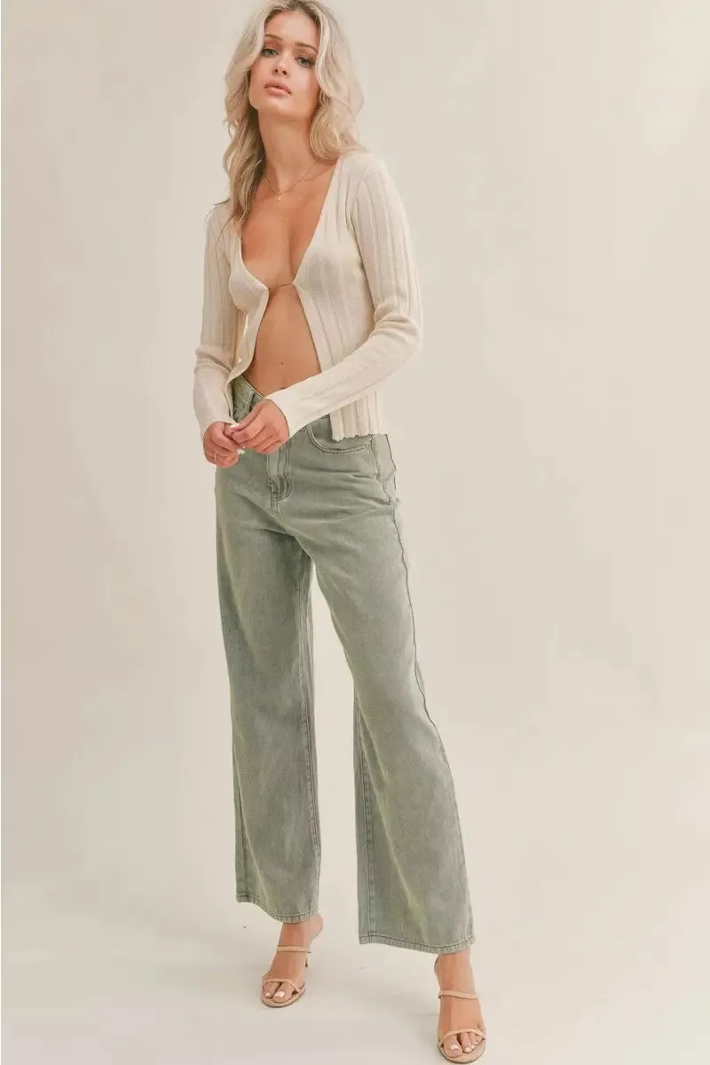 Sage The Label Hadid Ribbed Cardigan in Cream