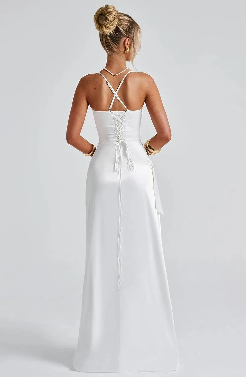 Satin Bridesmaid Dresses 2025 Prom Dress Pleated Spaghetti Straps Formal Evening Gowns with Slit