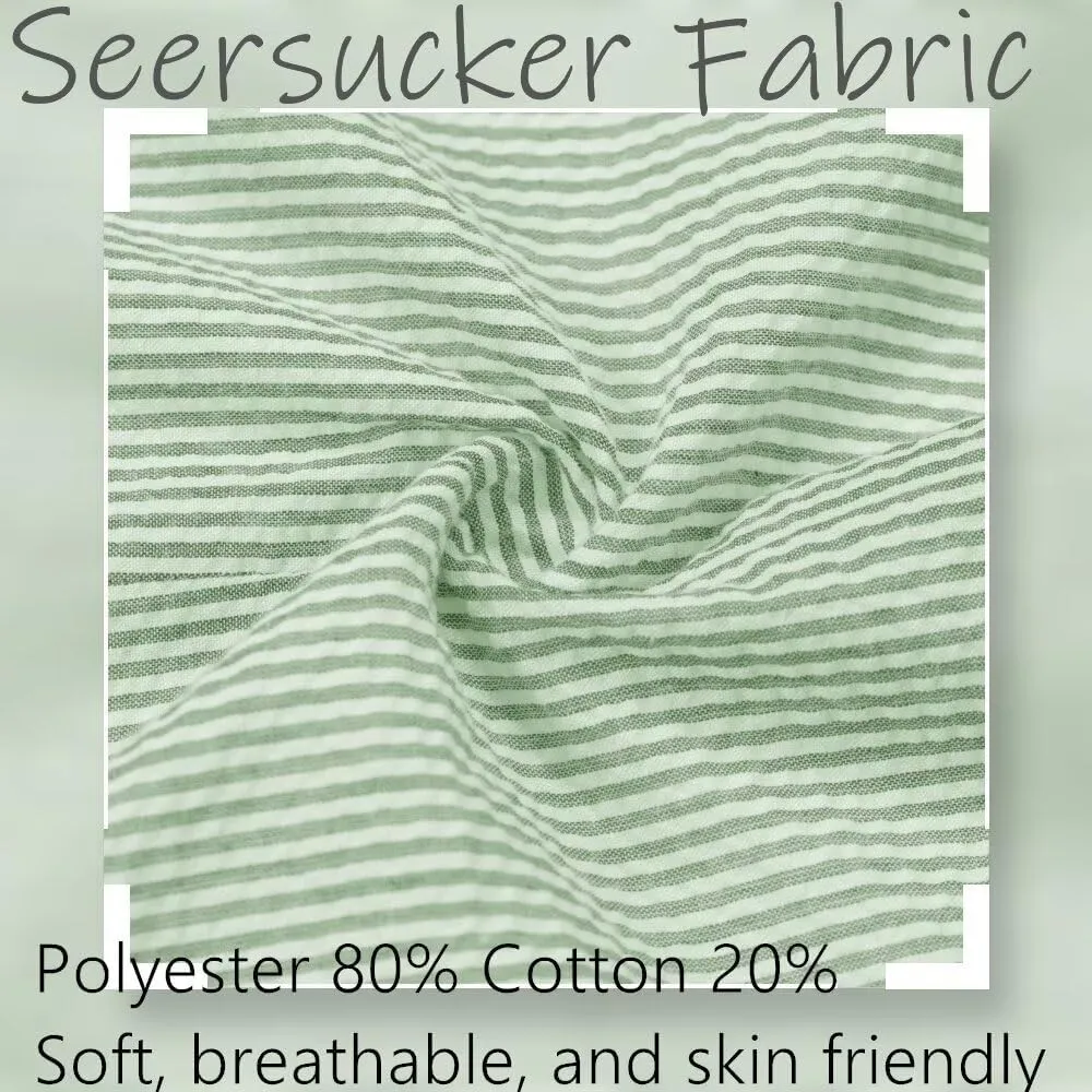 Seersucker Suit Mens Regular Fit Jacket Shorts Casual 2 Piece Pinstripe Suit Holiday Outfits for Summer Wedding