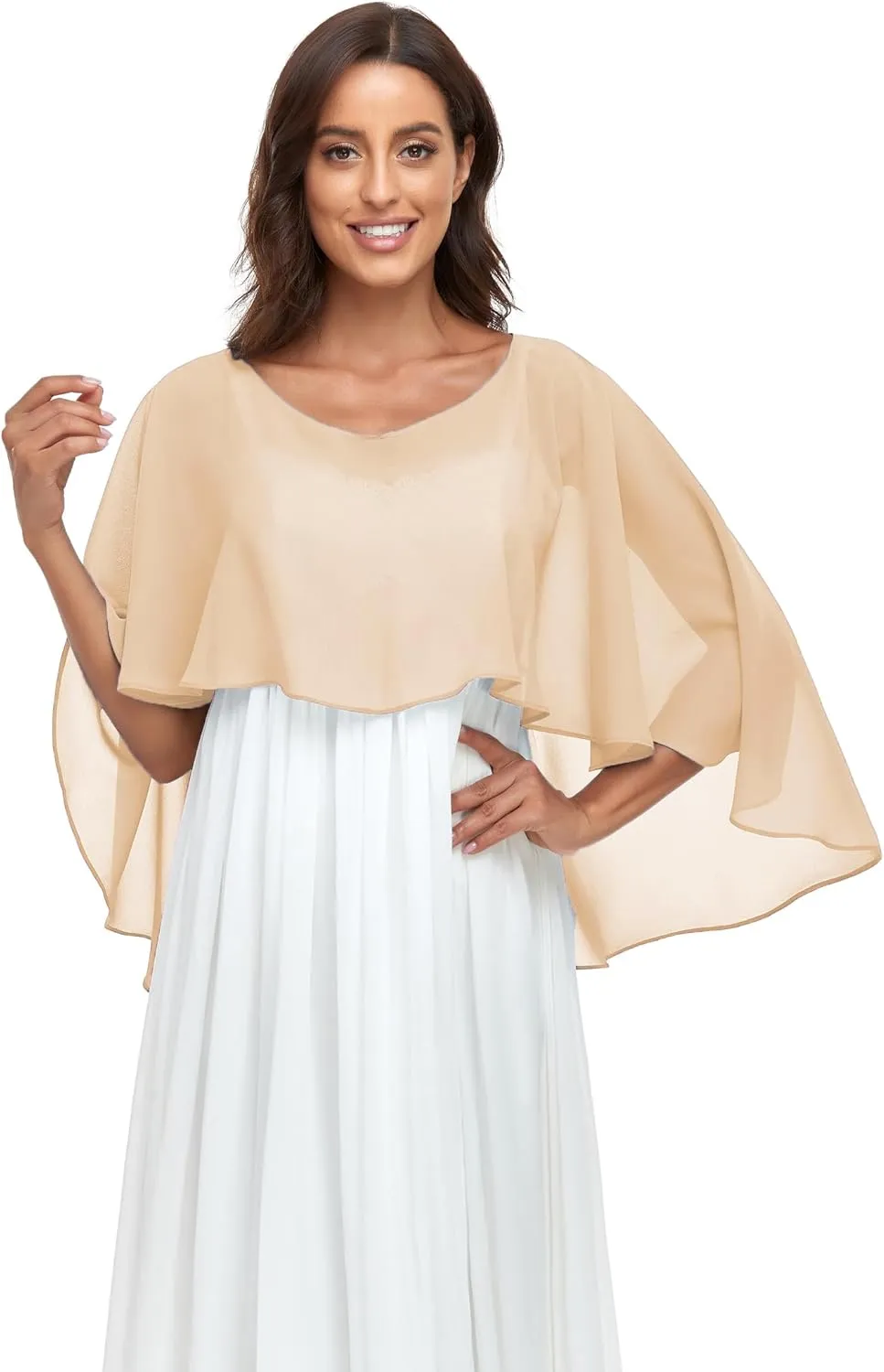Sheer Shawls and Wraps for Evening Dresses Chiffon Capes for Women Soft Wedding Cover Up