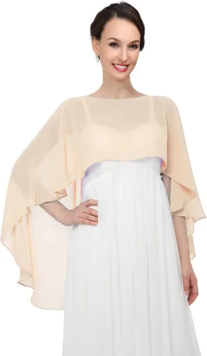 Sheer Shawls and Wraps for Evening Dresses Chiffon Capes for Women Soft Wedding Cover Up