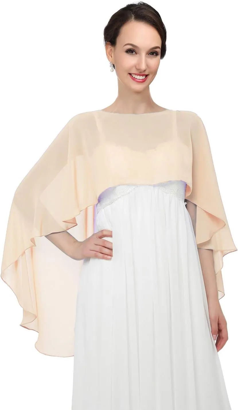 Sheer Shawls and Wraps for Evening Dresses Chiffon Capes for Women Soft Wedding Cover Up