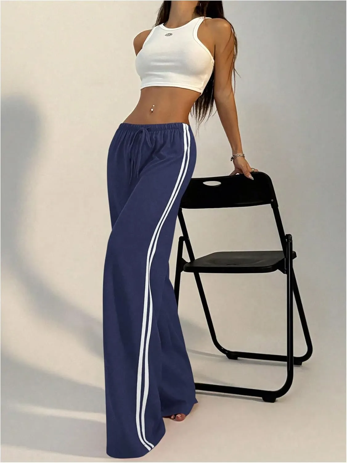 SHENHE Women's Wide Leg Loose Sweatpants Low Rise Y2k Drawstring Workout Sports Pants