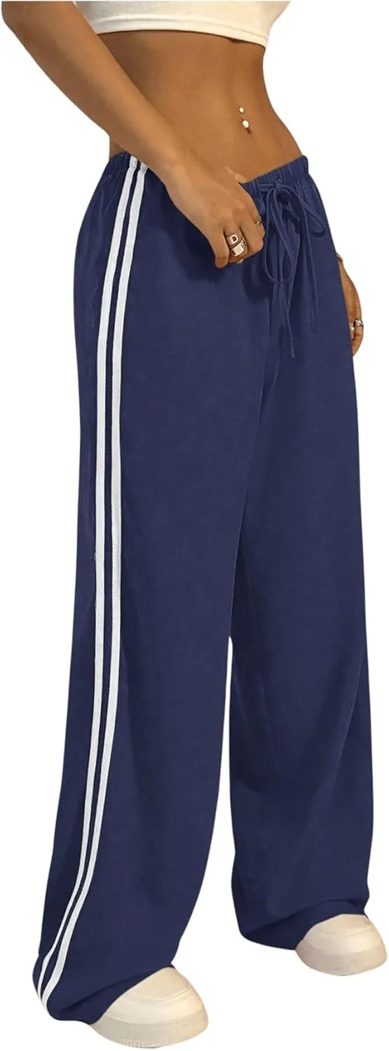 SHENHE Women's Wide Leg Loose Sweatpants Low Rise Y2k Drawstring Workout Sports Pants