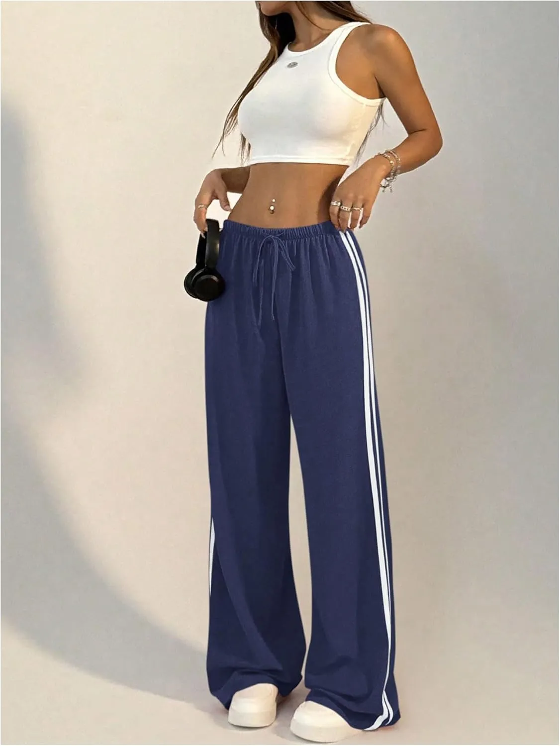 SHENHE Women's Wide Leg Loose Sweatpants Low Rise Y2k Drawstring Workout Sports Pants