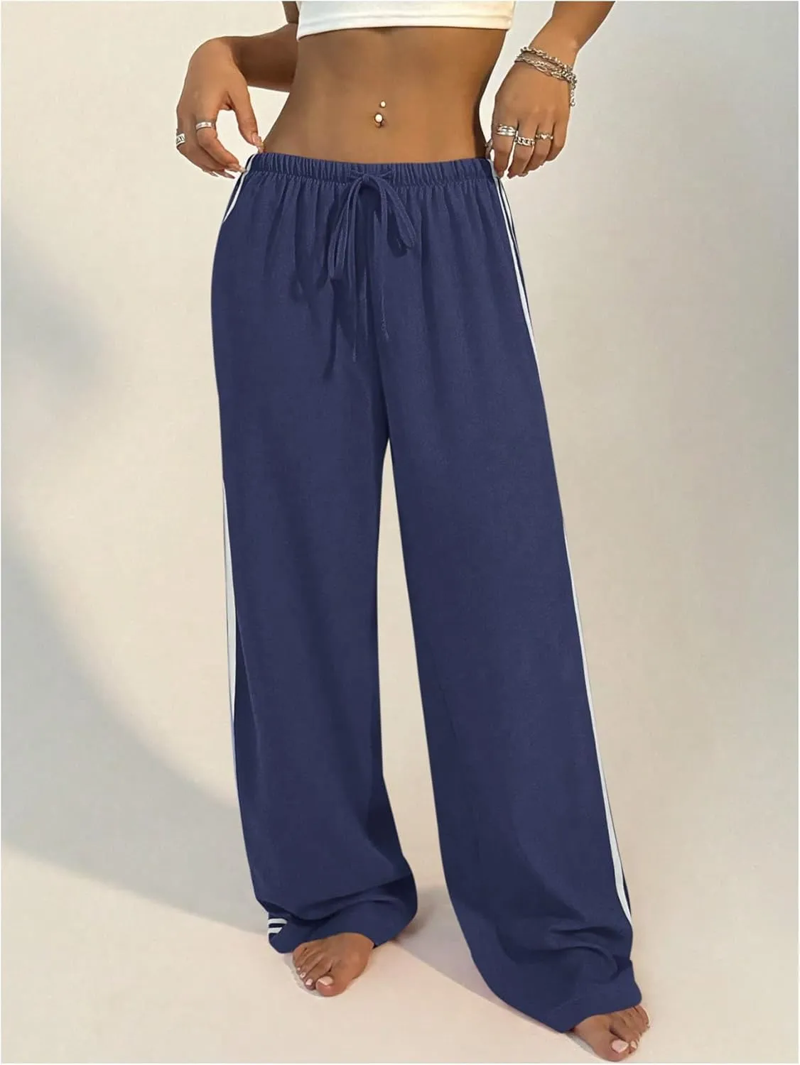 SHENHE Women's Wide Leg Loose Sweatpants Low Rise Y2k Drawstring Workout Sports Pants