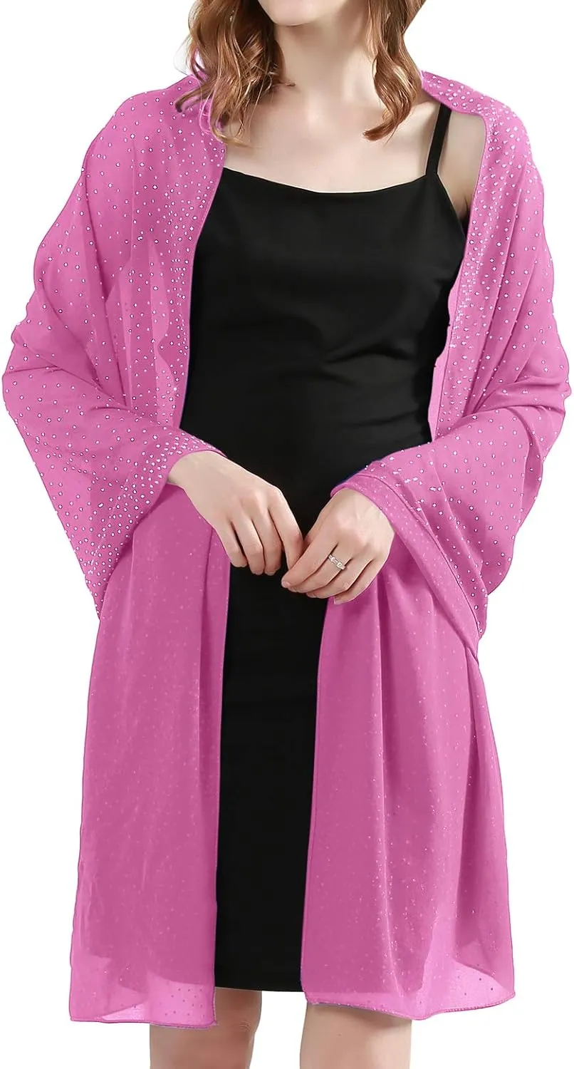 Shine Bright Like a Diamond Chiffon Sparkly Rhinestone Shawls and Wraps for Evening Dresses Weddings