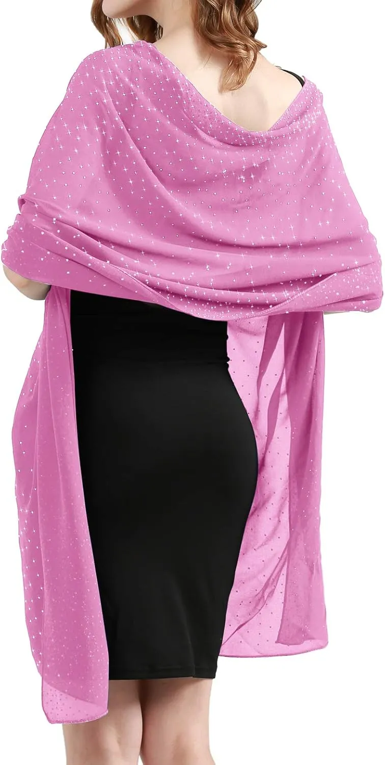 Shine Bright Like a Diamond Chiffon Sparkly Rhinestone Shawls and Wraps for Evening Dresses Weddings